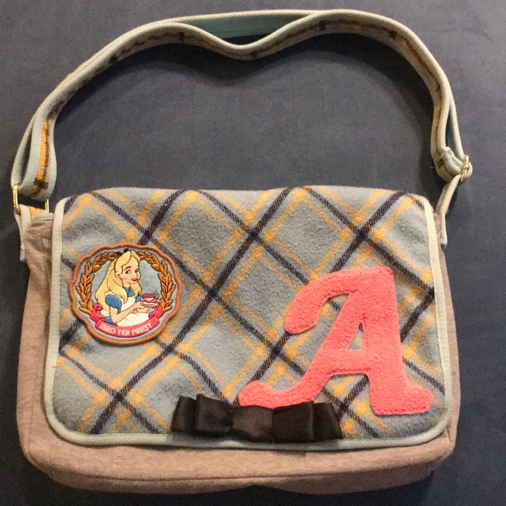 Flannel vintage patch Alice in Wonderland tote.